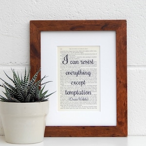 Funny Oscar Wilde Quote Vintage Book Page Print, Witty Oscar Wilde Saying, Literary Gift, Recycled Book Page, Book Lover Gift