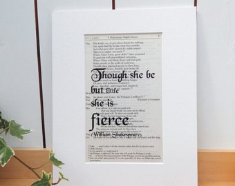 Shakespeare Book Quote Print, A Midsummer Nights Dream, Literary Decor, Drama Teacher Gift, Book Lover Gift, Literary Print, Girlfriend Gift