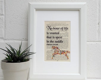 Horse Lover Gift, Vintage Winston Churchill Book Page Quote Print, Literary Decor, Girls Room Decor, Book Lover Gift, Best Friend Gift