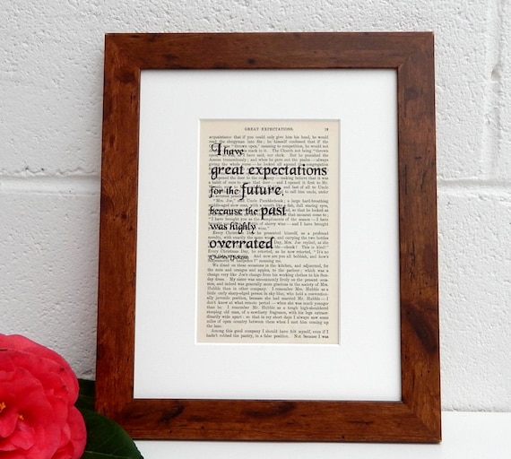 Charles Dickens Vintage Book Page Quote Print, Great Expectations Quote Print, Antique Literary Gift, Book Lover Gift, Vintage Book Decor