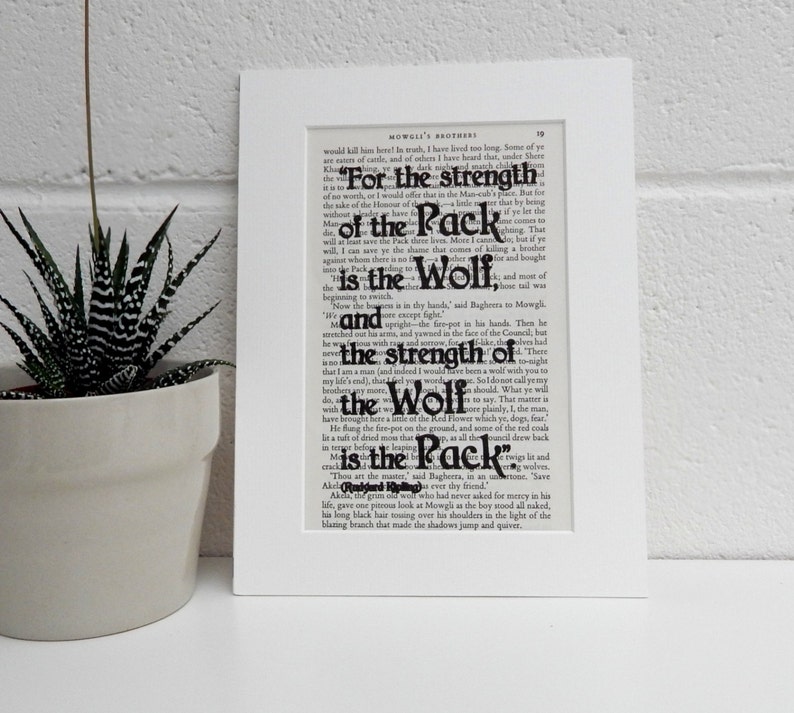 vintage book print rudyard kipling quote jungle book wall etsy