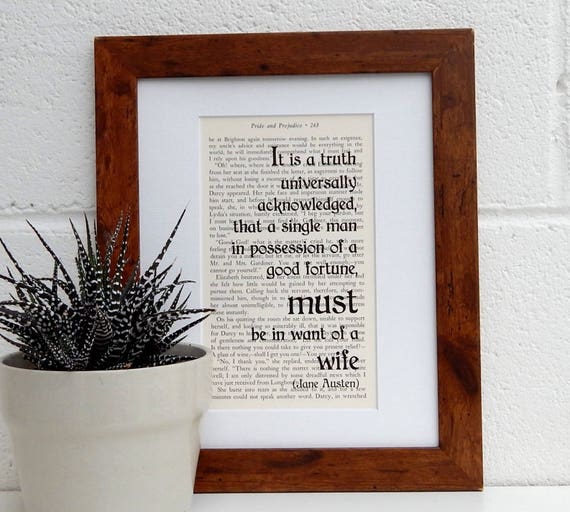 Vintage Literary Print Antique Book Print Romantic Wall Art Jane Austen Pride and Prejudice Quote Vintage Literary Print Antique Book Print Romantic Wall Art Jane Austen Pride and Prejudice Quote