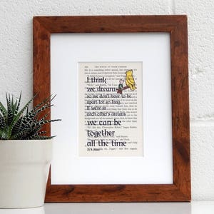 A un Milne Winnie l’ourson livre Vintage devis impression, cadeau d’amant de livre, meilleur ami cadeau, livre inspiration cite, Nursery décor, cadeau de séparation