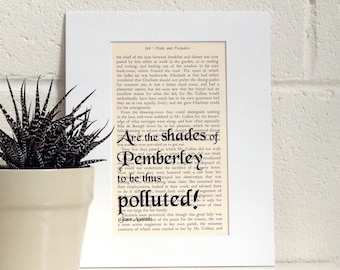 Jane Austen, Pride and Prejudice, Vintage Book Print, Literary Quote, Book Page Print, Book Lover Gift, New Home Decor, Best Friend Gift