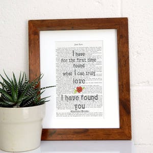 Jane Eyre Quote Print, Literary Gift, Charlotte Bronte Art Print, Romantic Gift, Valentine Gift, Vintage Book Print