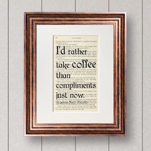 Literary Decor, Louisa May Alcott Little Women Book Page Quote Print, Inspirational Quote Wall Art, Book Lover Gift, Vintage Book Page