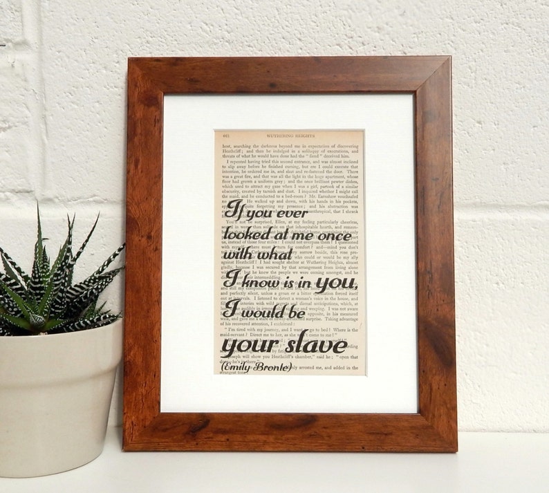 Wuthering Heights Quote Vintage Book Print Emily Bronte Etsy