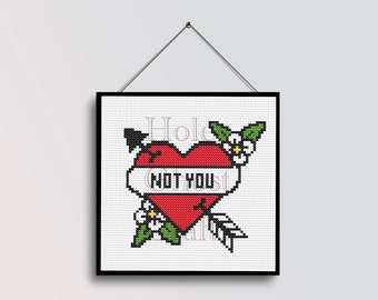 Cross Stitch Pattern Tattoo Style Heart