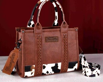 Wrangler by Montana west Cow Print Concealed Carry Tote Crossbody