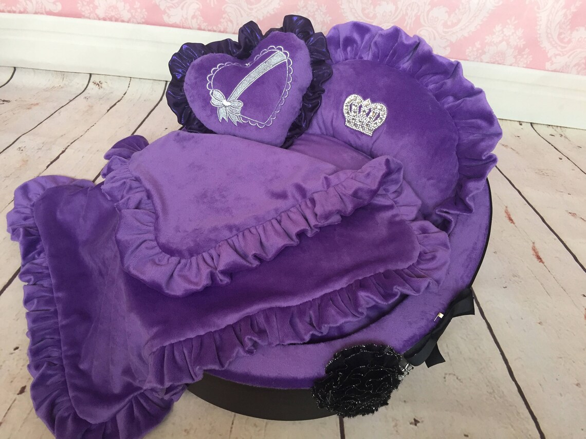 Purple Dog Bed Loungerbed for Dogs Loungerbed for Cats Bed Etsy