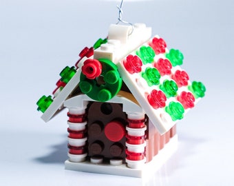 Gingerbread House Christmas Ornament Brick Kit - bricks and full color instructions / Build it yourself / For kids and adults