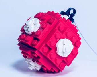 Red Ball Christmas Ornament Brick Kit - bricks and full color instructions / Build it yourself / For kids and adults