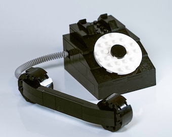 Retro Phone Brick Kit - bricks and full color instructions / Build it yourself / For kids and adults