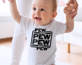 Pew Pew Pew Baby bodysuit - sci-fi humor - for nerd parents - for geek parents - newborn gift