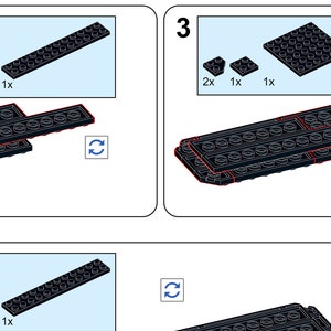 K&ouml;nnte beinhalten: Eine Schritt-f&uuml;r-Schritt-Anleitung zum Bau eines schwarzen LEGO-Modells. Die Anweisungen zeigen, wie das Modell mit schwarzen LEGO-Steinen unterschiedlicher Gr&ouml;&szlig;e zusammengebaut wird. Die Anweisungen sind mit 2, 3 und 4 nummeriert.