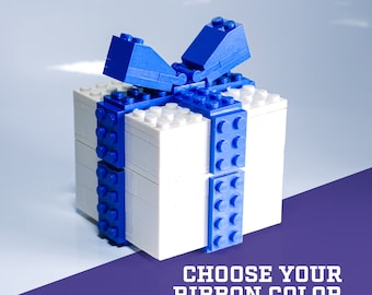 White Gift Box (it opens!) Brick Kit - bricks and full color instructions / Build it yourself / For kids and adults