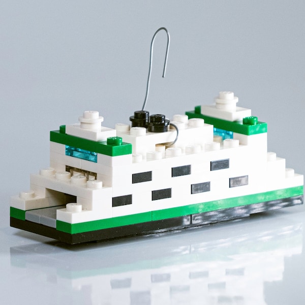 Ferry Christmas Ornament Brick Kit - bricks and full color instructions / Build it yourself / For kids and adults