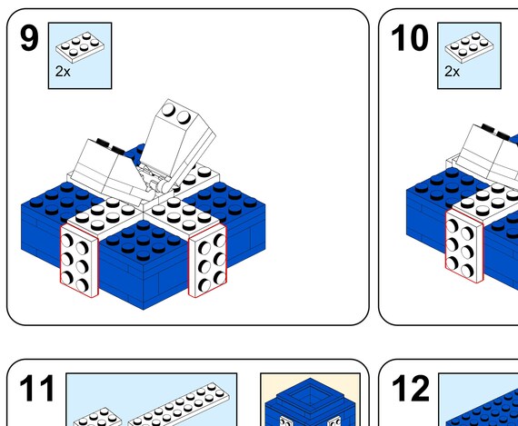 Blue Gift Box (it Opens!) Brick Kit Bricks and Full Color