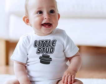 Little Stud brick fan Baby bodysuit - toy brick humor - for AFOL parents - funny baby shower - newborn gift