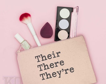 Funny Their There They're pencil pouch for grammar nerds - pencil bag - reader makeup bag
