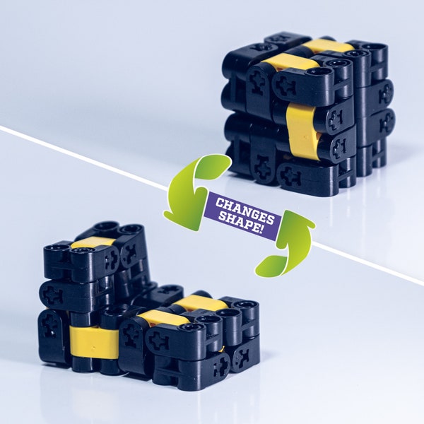 Fidget Cube Yellow Brick Kit - bricks and full color instructions / Build it yourself / For kids and adults