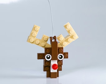 Reindeer Christmas Ornament Brick Kit - bricks and full color instructions / Build it yourself / For kids and adults