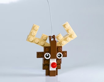 Reindeer Christmas Ornament Brick Kit - bricks and full color instructions / Build it yourself / For kids and adults