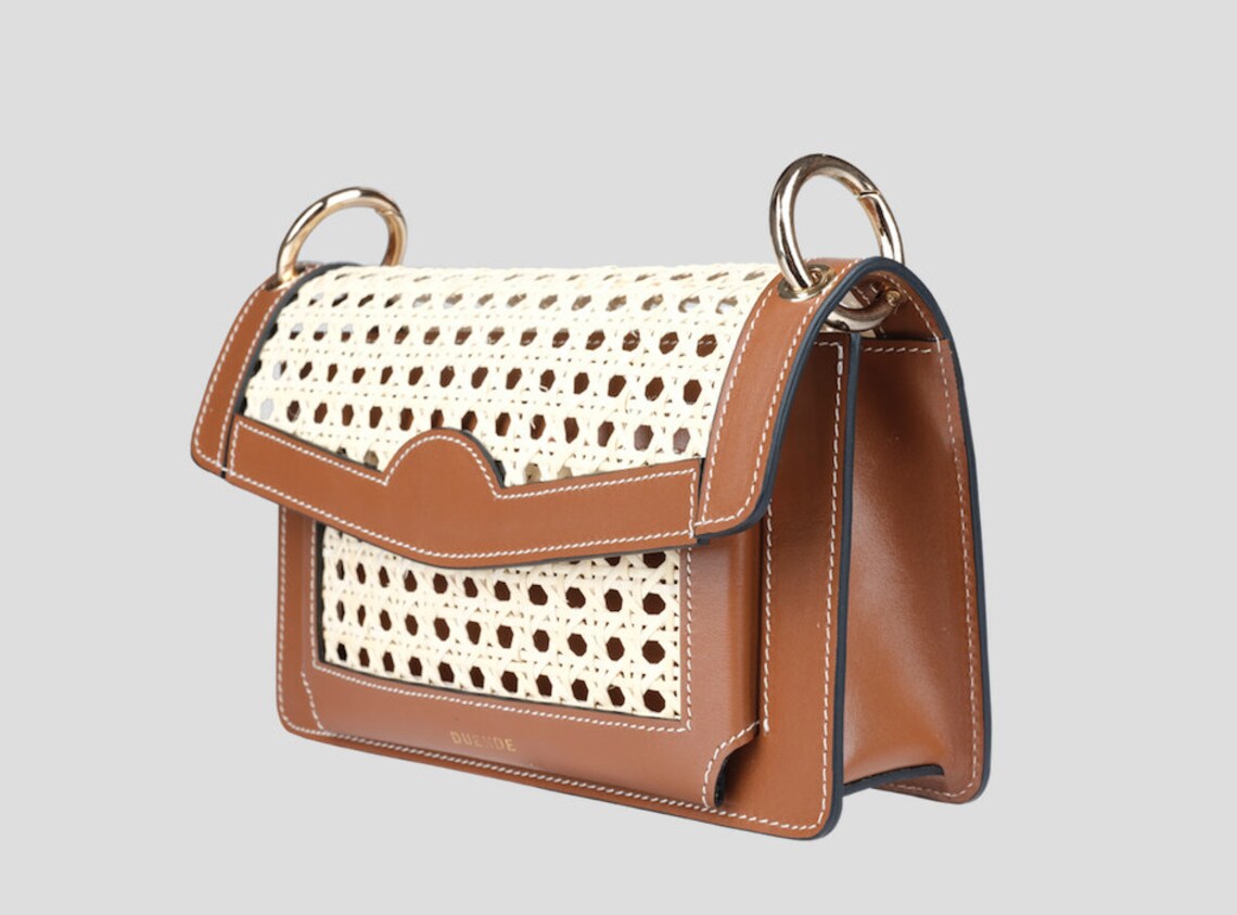 Cane webbing rattan bamboo tote bag Bamboo with handknitted Etsy