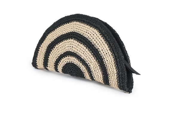 black raffia clutch bag