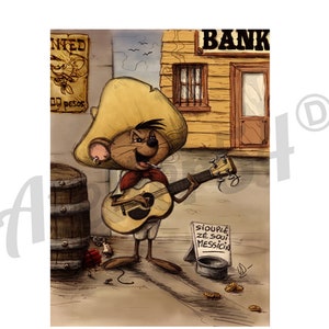 Speedy Gonzales drawing poster, Mother's Day gift | wall decoration | gift idea for a musician friend :)))