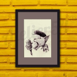 Disegno di gatto Rock'n Roll, regalo di Natale, anni '50, regalo di compleanno, arte murale