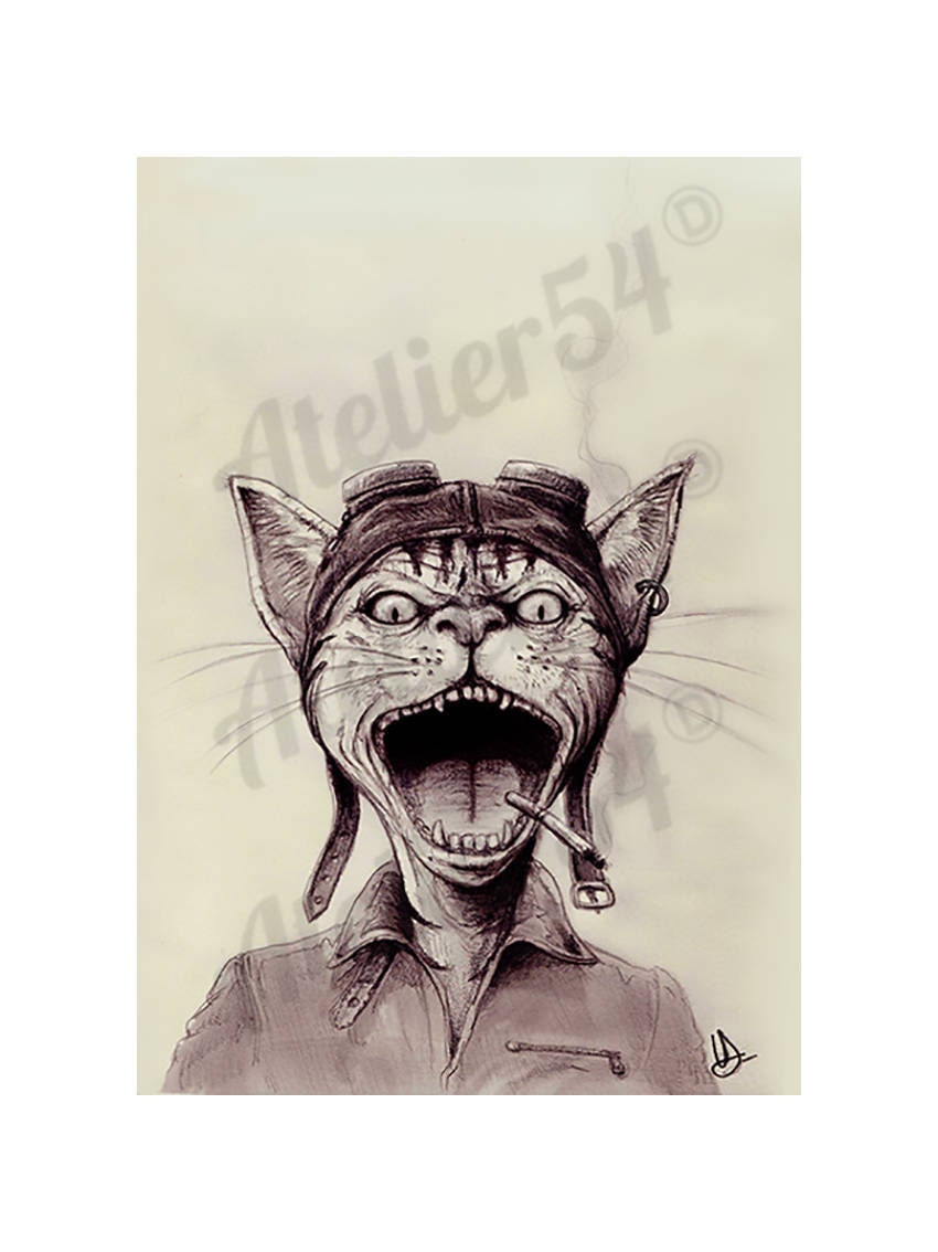 Dessin Chat | Idée Cadeau Noël Home Decoration Anniversaire Décoration Murale