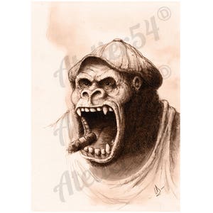 Gorilla-Zeichnung - Wanddekoration - Valentinstagsgeschenk