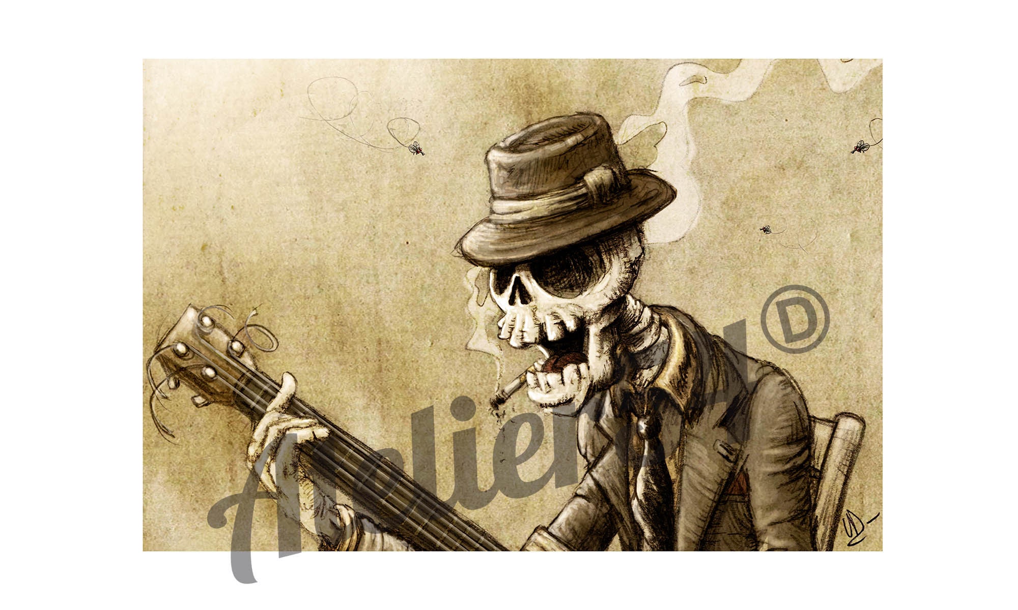 Poster Skull Bluesman | Idée Cadeau Original Décoration Murale