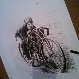 Charcoal drawing on @Canson A3 | biker on track |