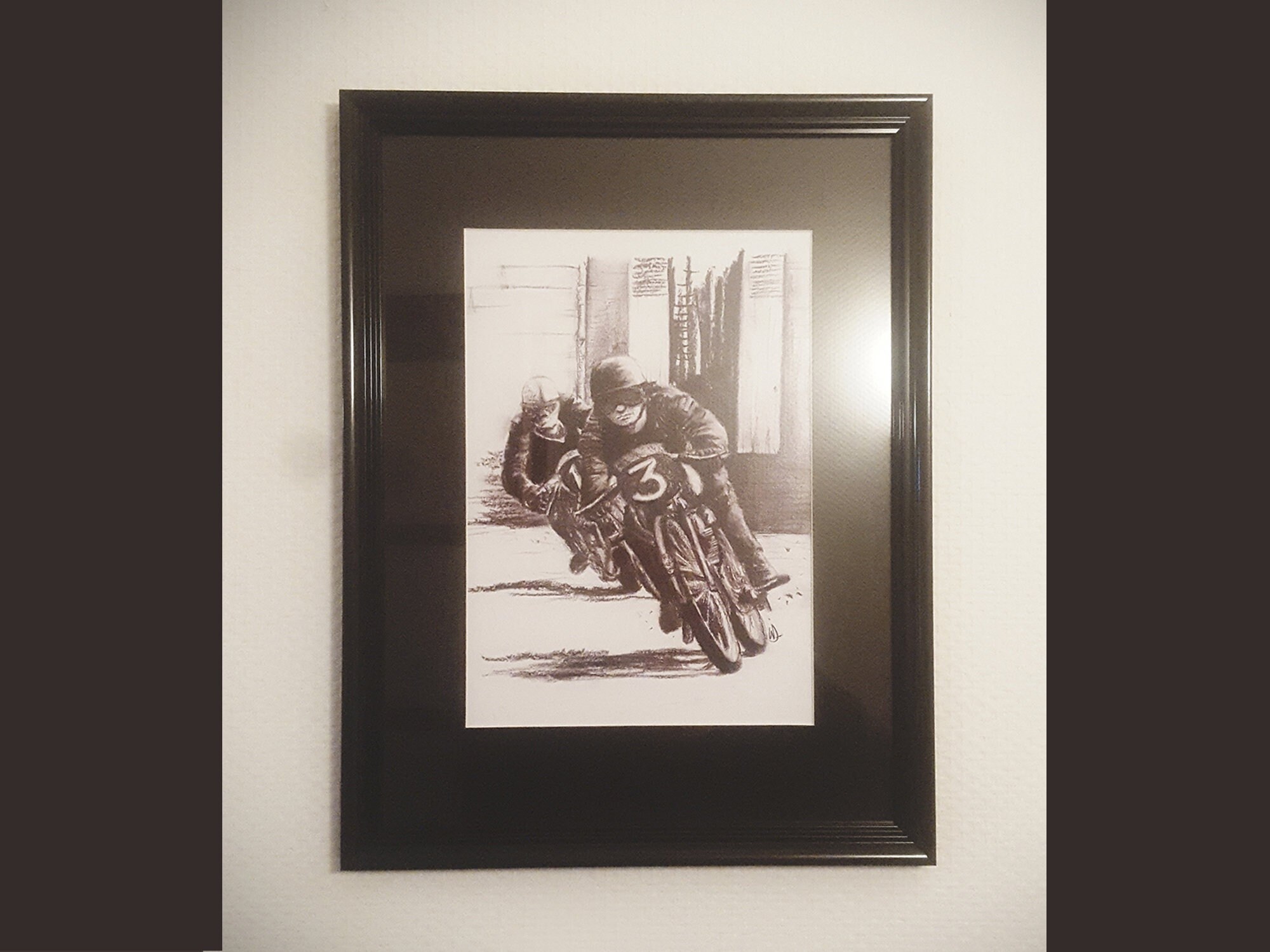 Motard 3 Fusain | Decoration Murale Idée Cadeau Saint Valentin