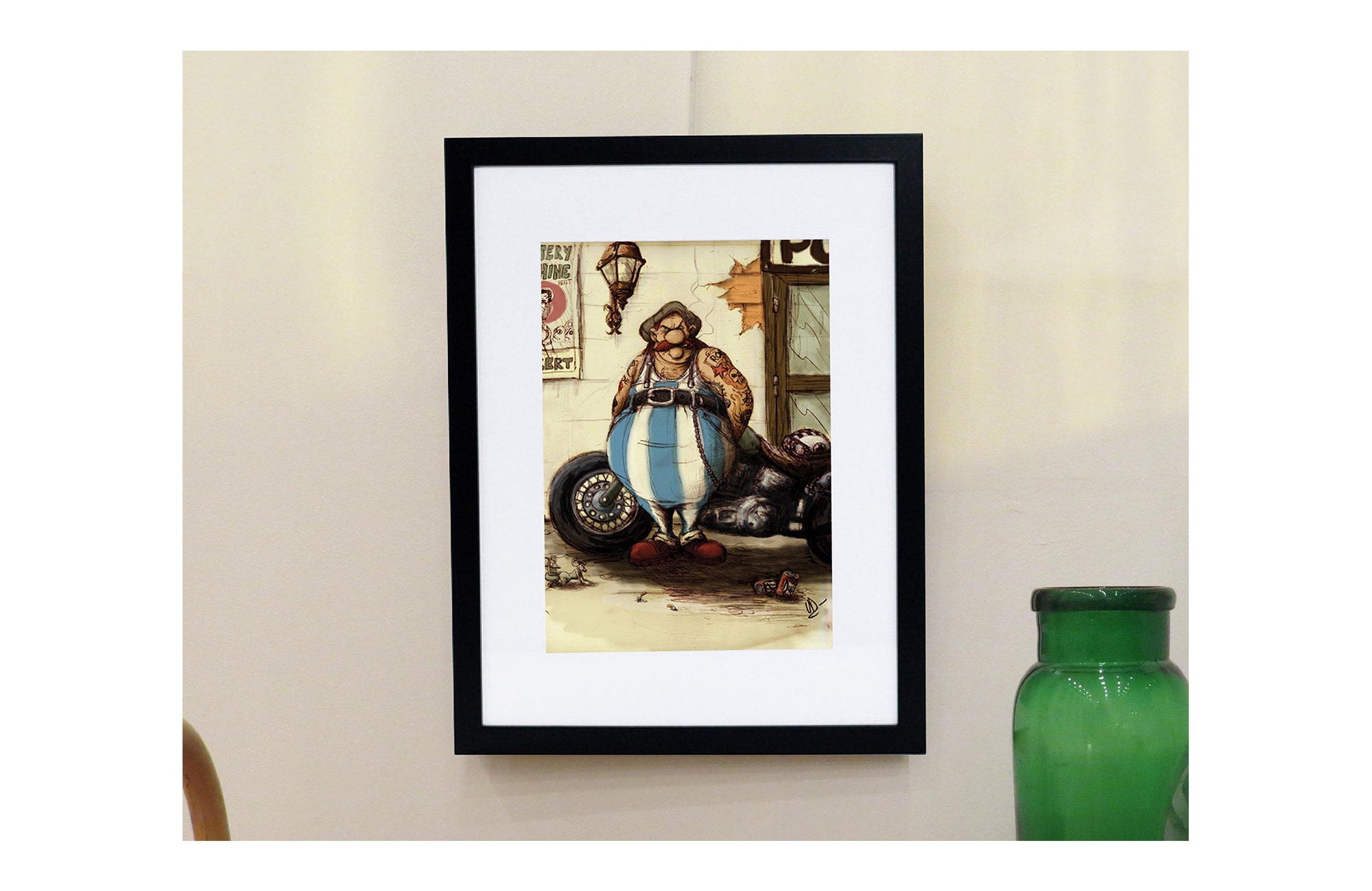 Poster Obélix Biker | Cadeau Original et Pas Cher Pour Décorer Votre Bureau à Domicile Idée Saint Va