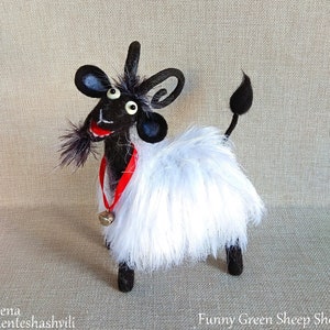 Funny Goat gifts, Capricorn astrology gifts, Felt goat  figurine, Needle felted animal art doll