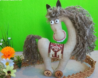 Funny Horse toy, Collectible animal art doll, Stuffed Horse for horse lovers gift
