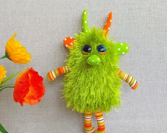Green Forest Furry Monster, Friendly Plush Monster Toy , Cute