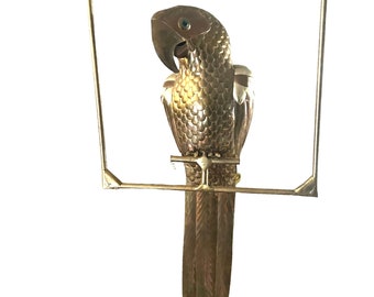 Sergio Bustamante Brass Parrot Handmade Sculpture