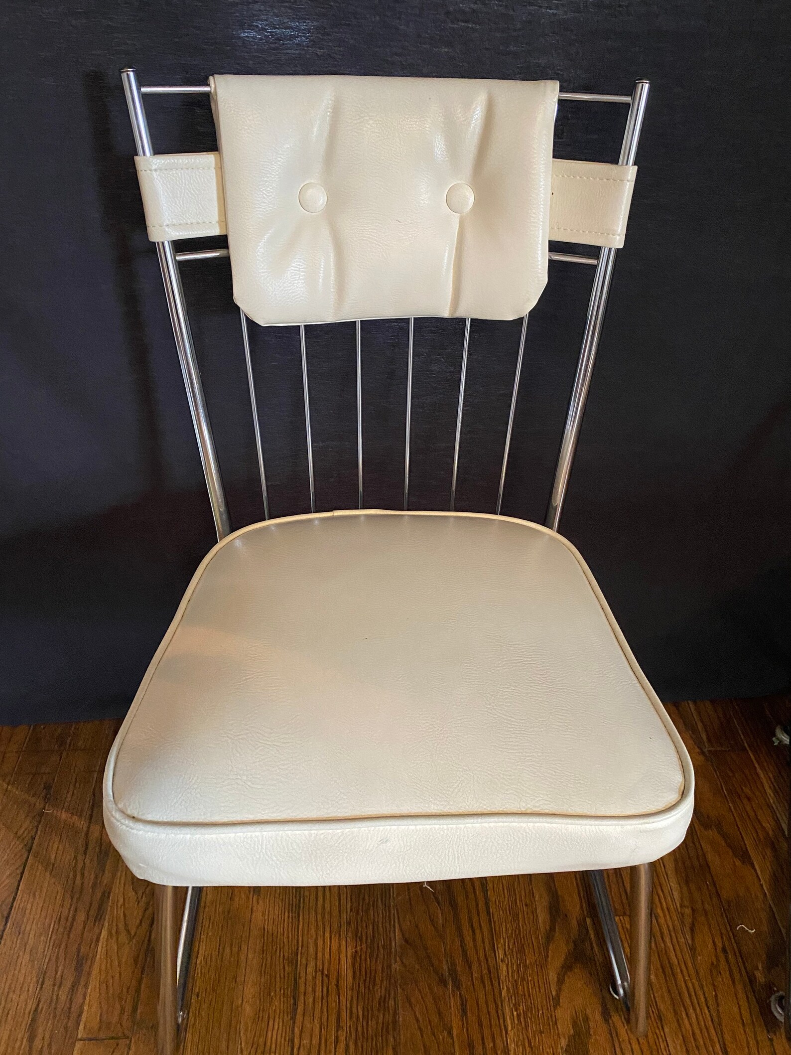 Vintage MCM White Vinyl and Chrome Kitchen Chairs Retro | Etsy