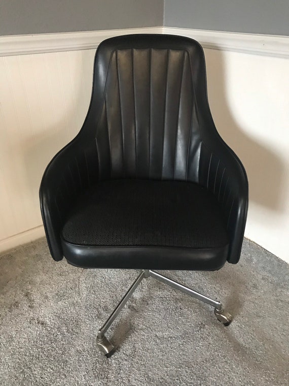 Mcm Vintage Jansko Vinyl Rolling Swivel Office Chair 1970s Etsy