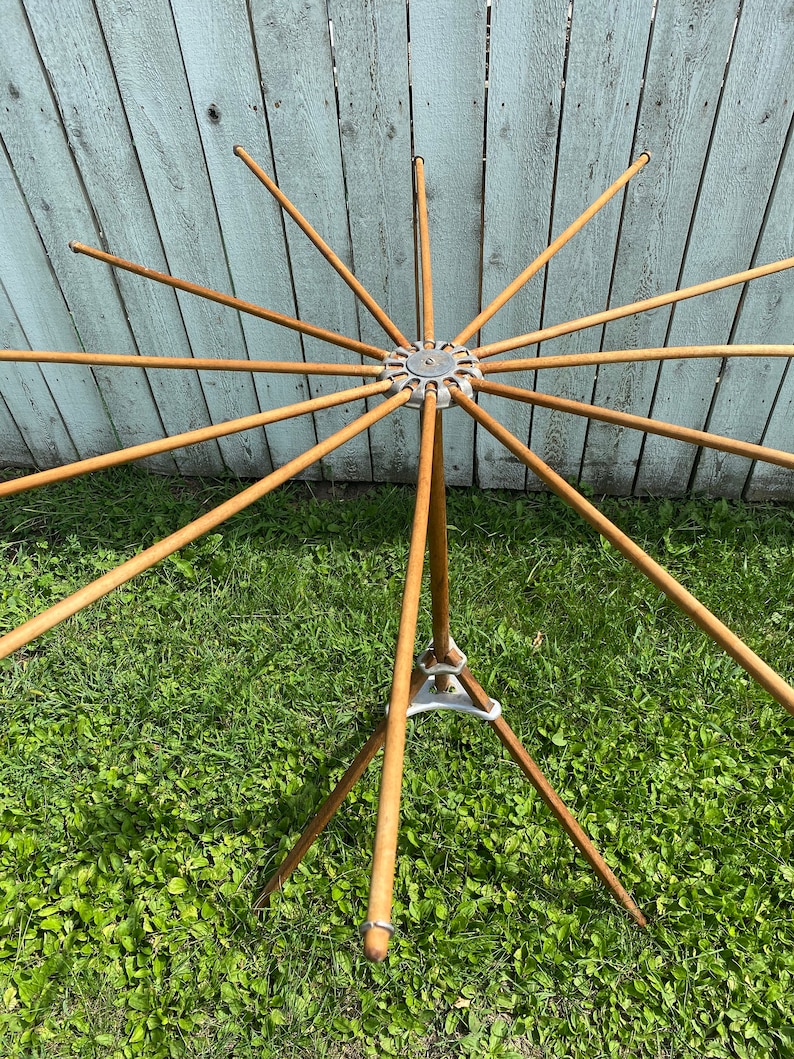 Vintage Antique Laundry Drying Rack, Umbrella Style Folding Rack