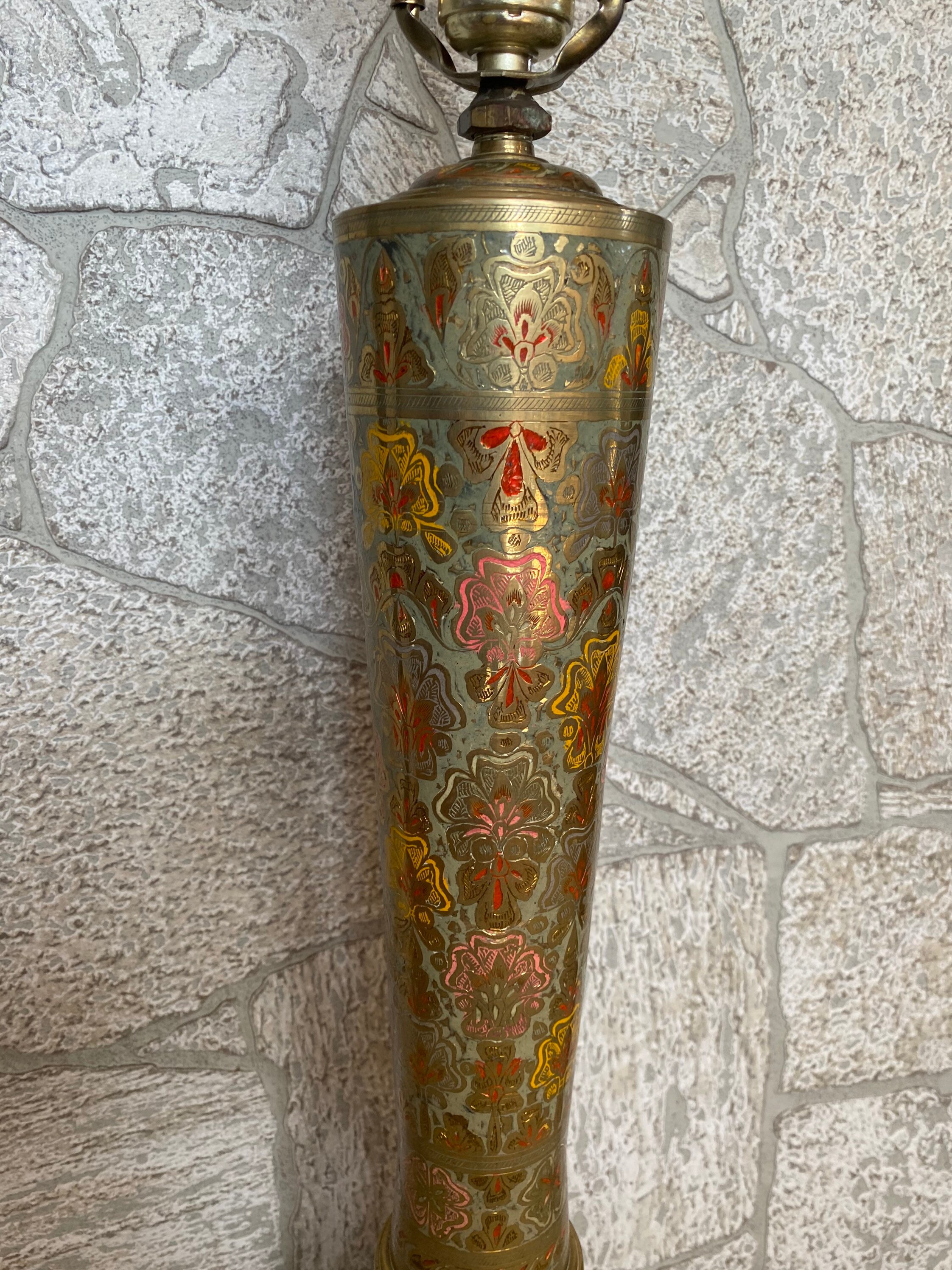 Turkish Vintage Tall Brass Lamp /middle Eastern Ornate Turkish Vintage Tall Brass Lamp /middle Eastern Ornate