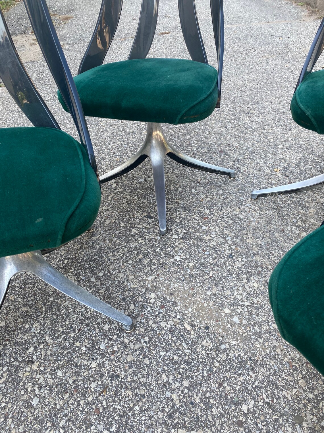 4 Howell Swivel Lucite Green Velour Chairs / Retro Lucite Etsy