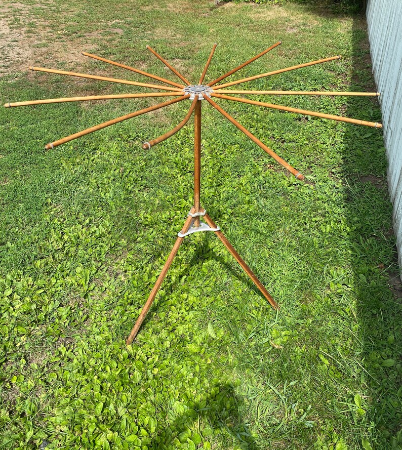 Vintage Antique Laundry Drying Rack, Umbrella Style Folding Rack