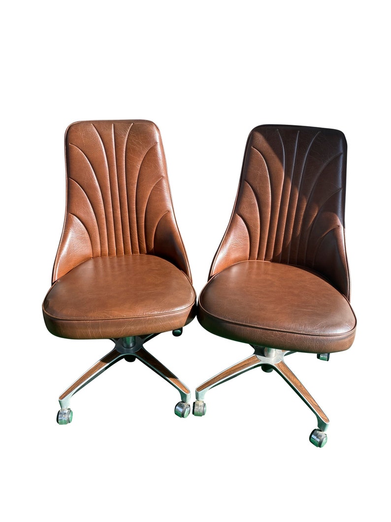 Vintage Chromcraft Vinyl Chairs on Casters Etsy