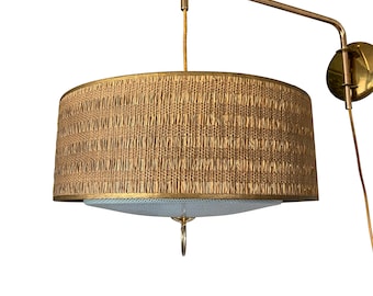 MCM Counterweight Hanging Lamp: Mid Century Modern Drum Light
