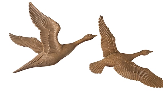 1970s SYROCO USA製 ヴィンテージ壁飾り 鳥と木 Vintage Syroco Geese: MCM Flying Geese Wall Art, 1970s Pair - Etsy